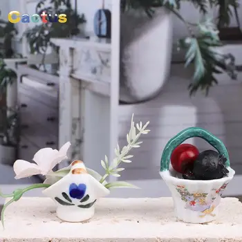 1:12 Miniatiūriniai Lėlių Keramikos Vaisių Krepšelis Maisto Daržovių Krepšelis Duonos Krepšelio Modelį, Virtuvės Dekoro Žaislas