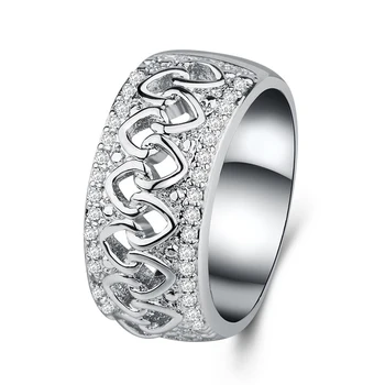 Utimtree Derliaus 925 Sidabro Užpildytas Tuščiaviduriu Širdies Vestuviniai Žiedai Moterų Mados Juosta Papuošalai Prabangus Baltas Cirkonis Vestuvinis Žiedas