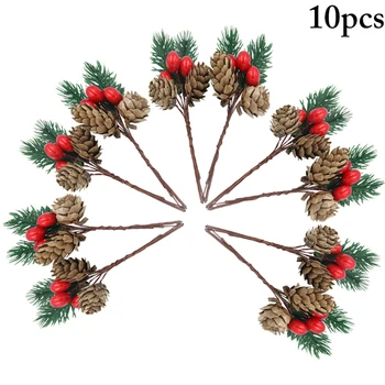 10vnt Kalėdų Pušies Pasirinkti Uogų Bell Pinecone Dirbtiniais Pušų Spyglių Filialas Pušies Šakelė Dirbtinės Kalėdų Medžio Sodo Dekoracijos