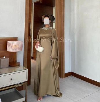 A-line ilgomis Rankovėmis Prom Dresses O-Kaklo Lentjuostės Backless Grindų Ilgis Saudo Arabijos Moterys Vakare Šalis Suknelė