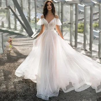 INTELHAMSON nuo Peties Nėrinių Vestuvių Suknelės Prancūzija Moterys Teismas Traukinio Linija, Chalatas De Soirée De Mariage Nuotakos Suknelė 2022