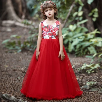 Vaikai Vestuvių Gėlių Mergaitės Suknelė 3-13 Metų Gėlių Gimtadienio Tiulio Suknelė, Vaikų Drabužiai Šalis Princesė Ilgai Tutu Suknelė