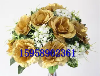 Aukso Naujai stiliaus 10vnt/daug vestuvių kelių sukelti dirbtinės gėlių kamuolys vestuvių stalo gėlių puošmena, gėlių kamuolius apdaila