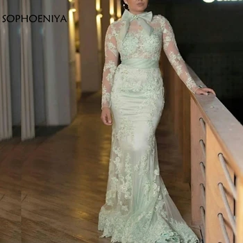 Naujas Atvykimo Aukšto kaklo vakarinę suknelę 2023 kaftan dubajus ilgomis rankovėmis Mermaid dress Šalies vakare chalatai abiye gece elbisesi