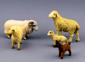 5VNT/SET Gyvūnų modelio žaislo Kvapas-nemokamas aplinkos Argalis avių ūkio gyvūnų, laukinių avių Garbanotas avių vaikų modelį pav žaislas