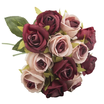 12 Didelių Galvų Dirbtinės Gėlės, Bijūnai Puokštė Šilko Bridesmaid Netikrą Flores Vestuvių Gėlė 