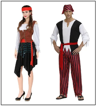 Piratų Kostiumai Pora Suaugusių Moterų Piratų Suknelės Off Peties Cosplay Kostiumų Karibų jūros Piratai Mens Viking Kostiumas
