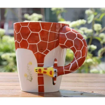 Keramikos puodelis 3D gyvūnų puodelis kūrybos kavos puodelis pora dovana