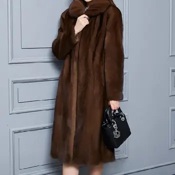 Rudenį ir Žiemą Moterų Nauja Asmenybė, Plius Dydis Mados Atsitiktinis Ilgai Atvartas Imitacija Fox Fur Coat S-7XL