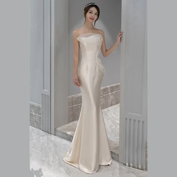 Prancūzijos Undinė Stebėjimo Vestuvių Suknelė 2021 Nuotaka Paprasta Slidinėti Satino Vamzdelio Viršų Taurę Elegantiškas Gimtadienio Promenadzie Suknelė A211