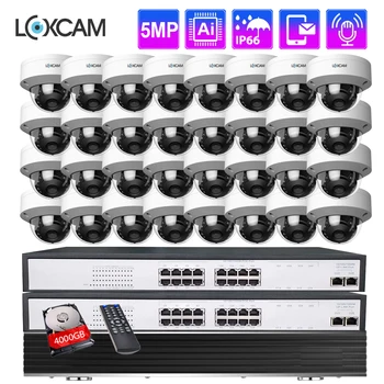 LOXCAM H. 265+ 32CH 4K HDMI NVR 5MP Garso Saugumo kamerų Sistema, 5MP VandalProof Naktinio Matymo IP Kameros Vaizdo Stebėjimo Komplektas
