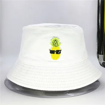 Animacinių filmų ananasų siuvinėjimas medvilnės Kibiro Kepurę Žvejys Skrybėlę lauko kelionių skrybėlė nuo Saulės Bžūp Skrybėlės vaikas vyrai Moterys 131