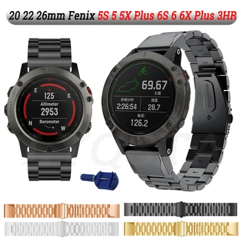 26/22/20mm Watchband Garmin Fenix 6 6S 6X Pro 5 5X 5S Plius 3HR 935 S60 MK2 Enduro Nerūdijančio Plieno Žiūrėti Easyfit Riešo Dirželis