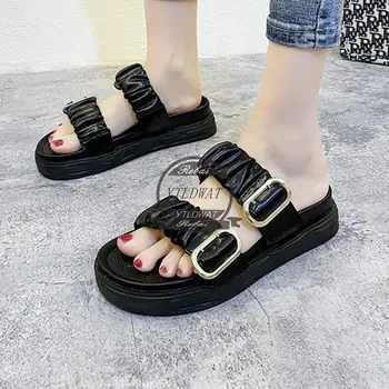 2021 nauji moteriški bateliai juodos spalvos sandalai, šlepetės atsitiktinis paplūdimio Sapatos Feminino Schoenen Vrouw