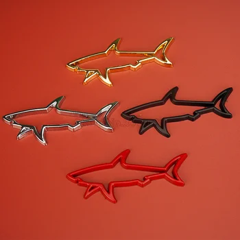 1 VNT 3D Metalo Žuvų, Ryklių Automobilio Emblema Pusės Sparno Lipdukai Galiniai Kamieno Ženklelis Kūrybos Apdailos Lipdukas Stilius Auto Priedai