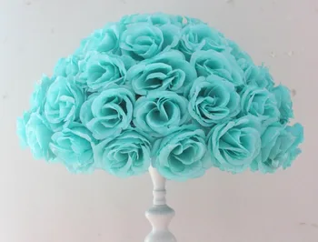 SPR 45cm*4 vnt. Rožių bučiavosi kamuolys dirbtinio šilko gėlių, vestuvių dekoravimas Tiffany Mėlyna spalva