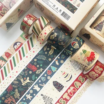 8Roll/set Linksmų Kalėdų Washi Tape Dėžutėje Supakuoti Atostogų dovanų Dekoratyvines užrašų knygelė 