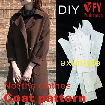 Vidutinio ilgio lašas pečių rankovės dvipusis kašmyro palto rankų darbo siuvimo modelis 1:1 drabužių dizaino piešimo BFY-242