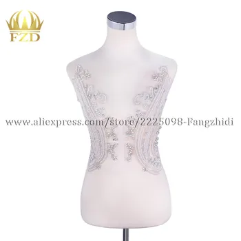 FZD 1 Pora Kristalų Zawalcowany Pleistrai White Pearl Lovos Apipjaustymas, Vestuvių Suknelės, Vestuvių Bridesmaid, Apdailos Audinys
