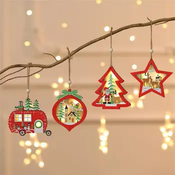 Kalėdų Medžio Apdaila Pakabukas Šviesos Santa Claus Ir Kalėdų Ornamentu Šviesos Mediniai Naktį Lempos Atostogų Festivalis Dekoras