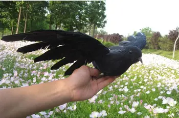 naujų kūrybinių modeliavimas sparnus varna modelis putų&kailis juodas paukštis lėlės dovana, apie 25cm 1802
