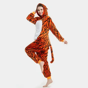 Richkeda Parduotuvėje Naujas 2021 Plius Dydis Vilnos Tigras Pižamos Moterims Dygsnio Onesie Gyvūnų Kostiumai Jumpsuits Pora Kombinezonas Pižama