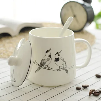 Guiniao Kaulų Kinija Puodelis Kūrybos Taurės keramikinis puodelis su dangteliu pora šaukštu vandens, puodelis pieno pusryčių kavos puodelio asmenybė