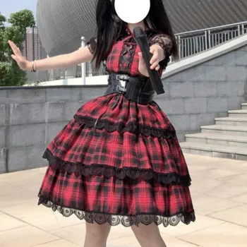 Vasaros Japonijos Gothic Lolita Jsk Suknelė Moterims Viktorijos Derliaus Cosplay Punk Lolita Kostiumai, Pasakų Kei Viduramžių Pledas Suknelės
