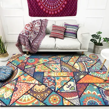 Nacionalinės vėjo geometrinių spalvų siūlėmis Mandala miegamasis, gyvenamasis kambarys, virtuvė, naktiniai kilimų durų kilimėliai