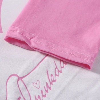 Moterų Ilgas Rankovėmis Meilės Spausdinti Viršūnes Ir Juostele Kelnes Rožinė Pižama Kostiumas Sleepwear 37JB
