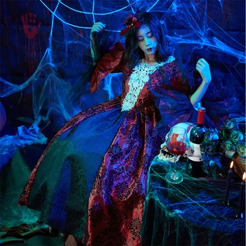 Helovinas Kostiumas Moterims Derliaus Viktorijos Amžiaus Suknelė Viduramžių Ragana ilgomis Rankovėmis Atspausdintas Nėrinių Teismas Suknelės Maskuotis Skraiste