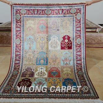 Yilong 4'x6' Tradicinės turkų kilimų ketverių sezono vantage antikvariniai rankų darbo rag kilimėlių (0665)