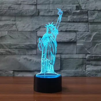 7 Spalvų 3D Iliuzija niujorko Laisvės Statula USB 3D LED Arti Lempos Baby Led, miegamojo Puiki Dovana Idėja, draugai, meilužio
