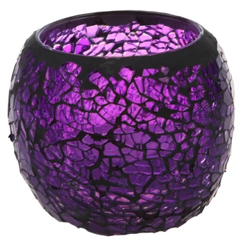 Rankų darbo dekoratyvinis kristalų žvakė žvakidė, violetinės, juodos sienos