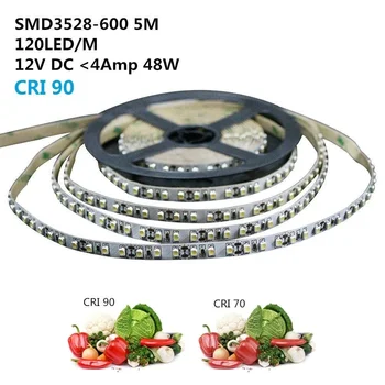CRI90 Lanksčios LED Juostelės 5meter SMD3528 DC12V Ne Vandeniui 120 Led Metrui 8mm Plotis 600lm Per Metrų LED juostos šviesos