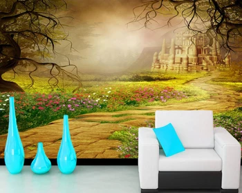 Custom 3D tapetai, Fantasy princesės pilis kraštovaizdžio freskos už kambarį viešbutyje KTV fone namų puošybai tapetai