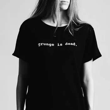 Skuggnas Grunge Is Dead 90-ųjų Roko Juokingi Marškinėliai Moterims Medvilnės trumpomis Rankovėmis T-shirt Camisas Mujer Derliaus Vasarą Tumblr Tee Viršūnės