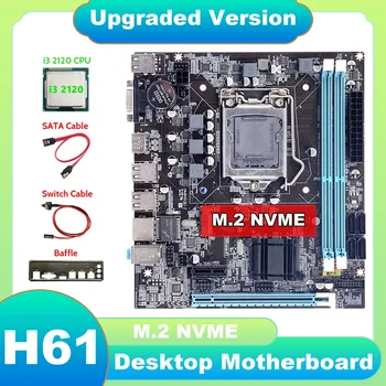 H61 motininę Plokštę+I3 2120 CPU+SATA Kabelis+Switch Kabelis+Pertvara LGA1155 M. 2 NVME DDR3 Biuro PUBG PLG LOL Plokštė
