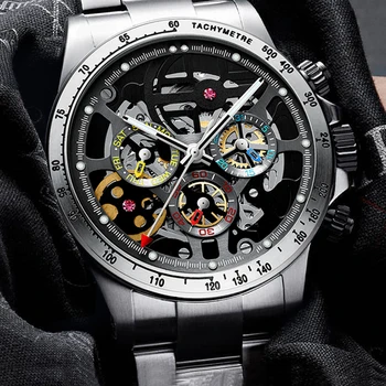 HAIQIN Automatinis laikrodis Vyrams Skeletas Mechaniniai Laikrodžiai Vyrams iš Nerūdijančio Plieno, Verslo, Sporto Laikrodžiai Vyrams Relogio Masculino 2022