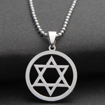 Nerūdijančio Plieno Izraelio Emblema Karoliai Geometrinis Turas Sutampa Trikampis, Šešiakampis šešiakampė Žvaigždė, Magijos Simbolis, žavesio papuošalai