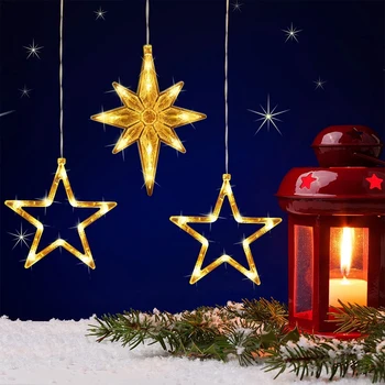 3 Pack Kalėdų Papuošalai Kabo LED Šviesos Miegamojo Puošmena Kalėdų Papuošalų Už Namo Lango Stiklo Dekoras