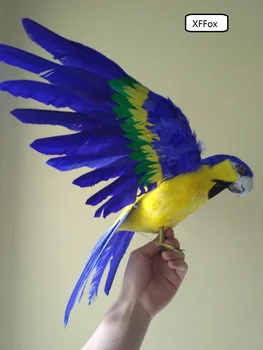 didelis realiame gyvenime, mėlynos ir geltonos spalvos papūga modelis putų&plunksnų modeliavimas sparnus papūga paukštis dovana, apie 45x60cm xf0235