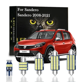 Canbus LED Interjero Šviesos Dacia Sandero 1 2 3 Stepway 2008 2010 2011 2012 2013 2016 2017 2019 2020 2021 Priedai