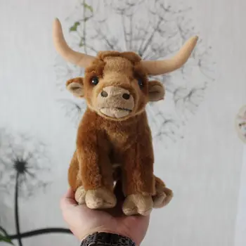 mielas pliušinis ruda karvė žaislas aukštos kokybės sėdi galvijų lėlės dovana, apie 23cm