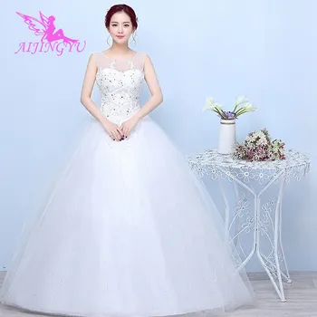 AIJINGYU 2020 2021 balta Pritaikyti naujiems karšto pardavimo pigūs kamuolys suknelė nėriniai atgal oficialų nuotakos suknelės, vestuvių suknelė FU188