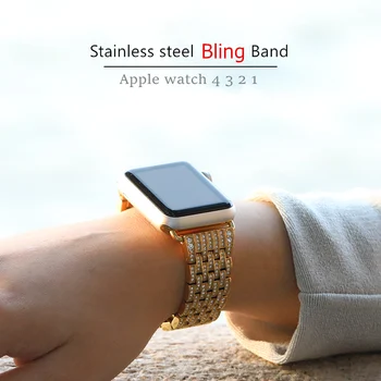 Bling diržu, Apple watch juosta 40mm 44mm iWatch juosta 38mm 42mm Diamond nerūdijančio plieno apyrankė 