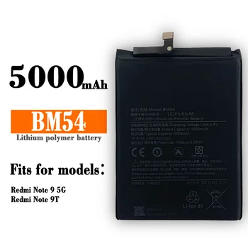 Nauji Originalūs Aukštos Kokybės BM54 5000mAh Akumuliatoriaus Xiaomi Pastaba 9T MTK 800U Telefono Baterija Serija