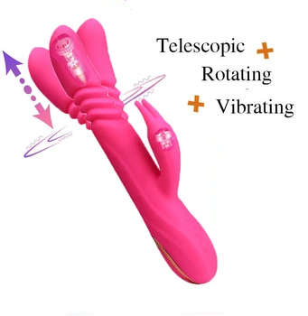 YEAIN 12 Greičio Šildymo Vibracijos Dildo Teleskopinis Vibracijos & Sukasi Vibracijos Moterų Masažas Smūgio Moters Sekso Žaislų Parduotuvė