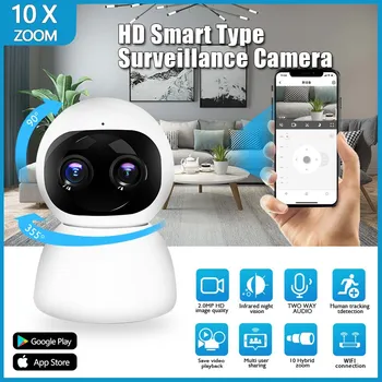 1080P WiFi Kamera, apsaugos 10X Skaitmeninis Priartinimas Stebėjimo Kamerą Saugumo Naktinio Matymo Kamera Spalvotas Automatinė žmonėmis