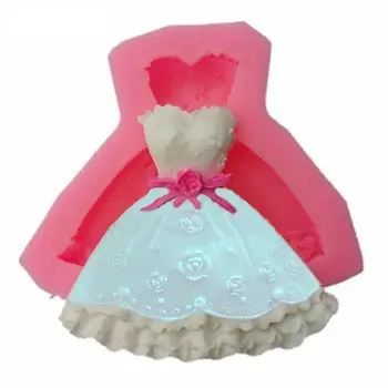 3D Sijonas Princesė Dress Formos Tortas Pelėsių Silikono Minkštas Tortas Dekoravimo Priemonė, Kepimo Įrankiai-Vestuvių Suknelė Silikono Formos